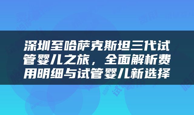 深圳至哈萨克斯坦三代试管婴儿之旅，全面解析费用明细与试管婴儿新选择