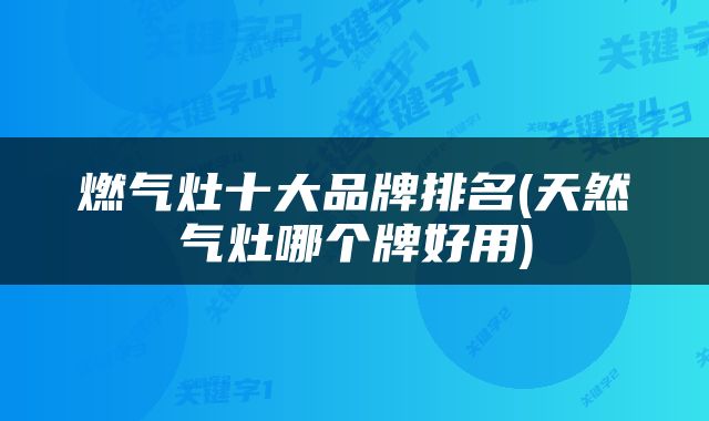 燃气灶十大品牌排名(天然气灶哪个牌好用)