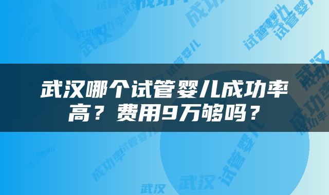 武汉哪个试管婴儿成功率高？费用9万够吗？