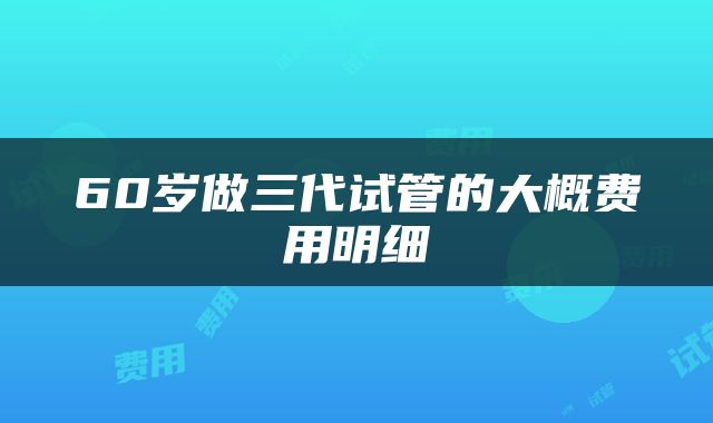 60岁做三代试管的大概费用明细