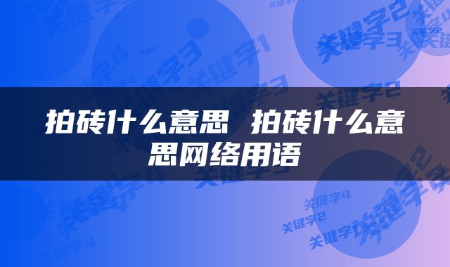 拍砖什么意思 拍砖什么意思网络用语