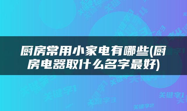 厨房常用小家电有哪些(厨房电器取什么名字最好)