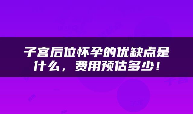 子宫后位怀孕的优缺点是什么，费用预估多少！