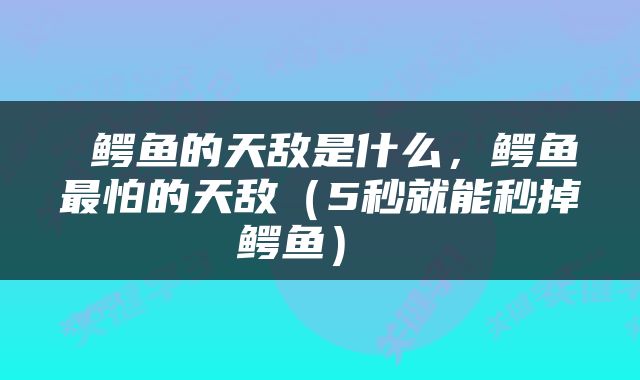  鳄鱼的天敌是什么，鳄鱼最怕的天敌（5秒就能秒掉鳄鱼） 
