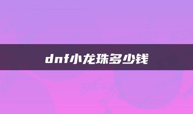 dnf小龙珠多少钱