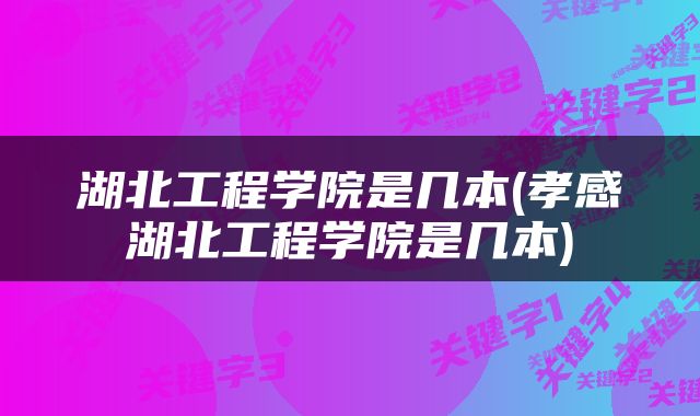 湖北工程学院是几本(孝感湖北工程学院是几本)