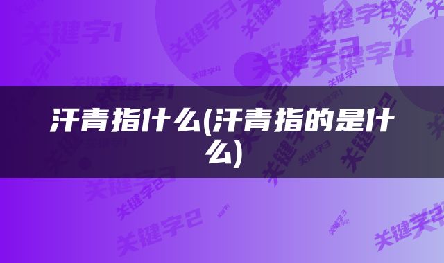 汗青指什么(汗青指的是什么)