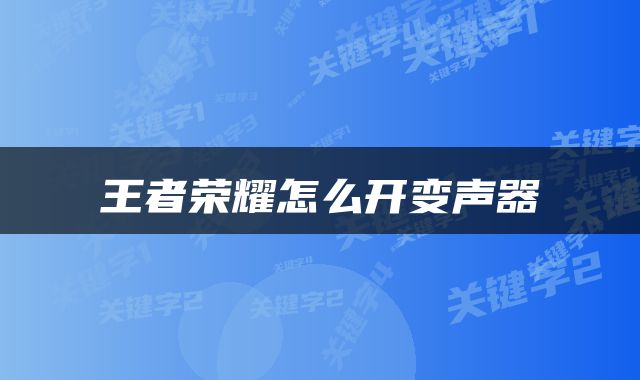 王者荣耀怎么开变声器