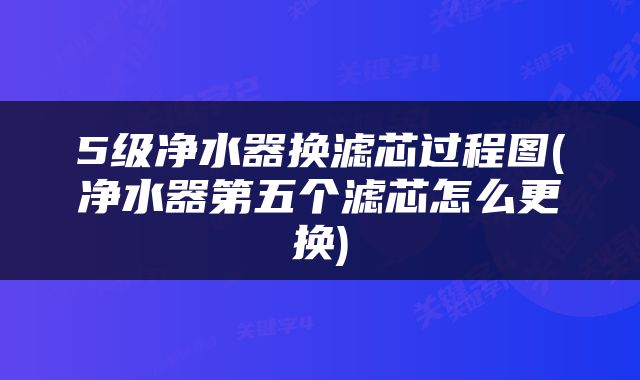5级净水器换滤芯过程图(净水器第五个滤芯怎么更换)