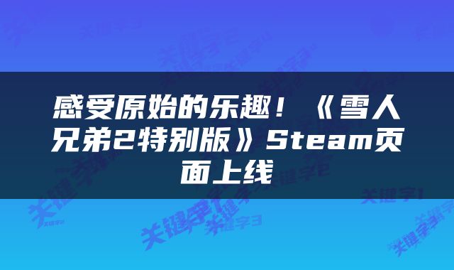 感受原始的乐趣！《雪人兄弟2特别版》Steam页面上线