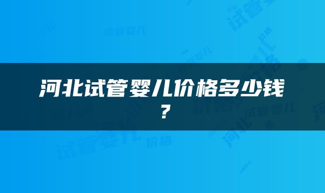 河北试管婴儿价格多少钱？