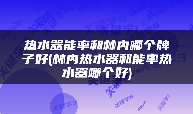 热水器能率和林内哪个牌子好(林内热水器和能率热水器哪个好)