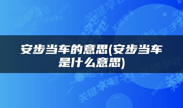 安步当车的意思(安步当车是什么意思)