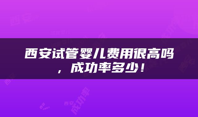 西安试管婴儿费用很高吗，成功率多少！