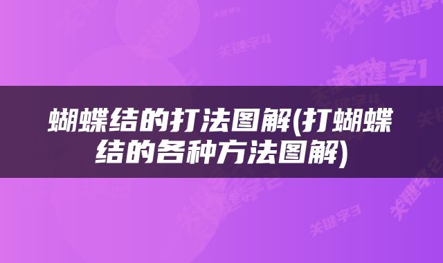 蝴蝶结的打法图解(打蝴蝶结的各种方法图解)