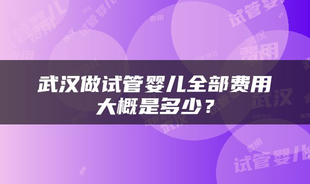 武汉做试管婴儿全部费用大概是多少？