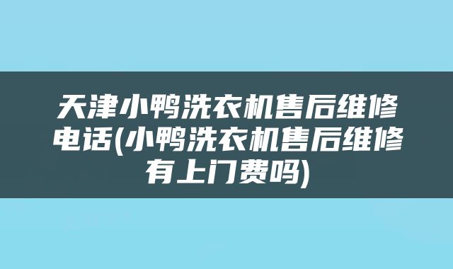 天津小鸭洗衣机售后维修电话(小鸭洗衣机售后维修有上门费吗)