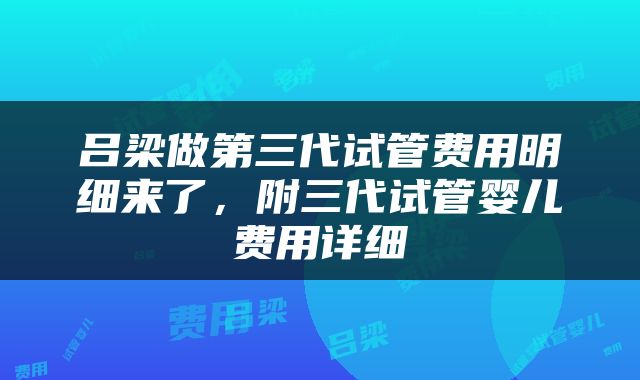 吕梁做第三代试管费用明细来了，附三代试管婴儿费用详细