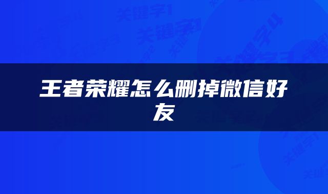 王者荣耀怎么删掉微信好友