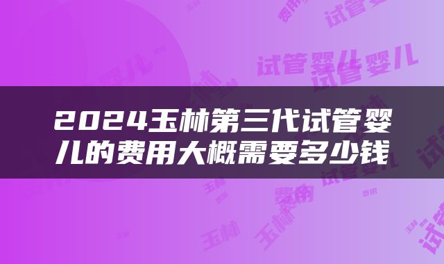 2024玉林第三代试管婴儿的费用大概需要多少钱