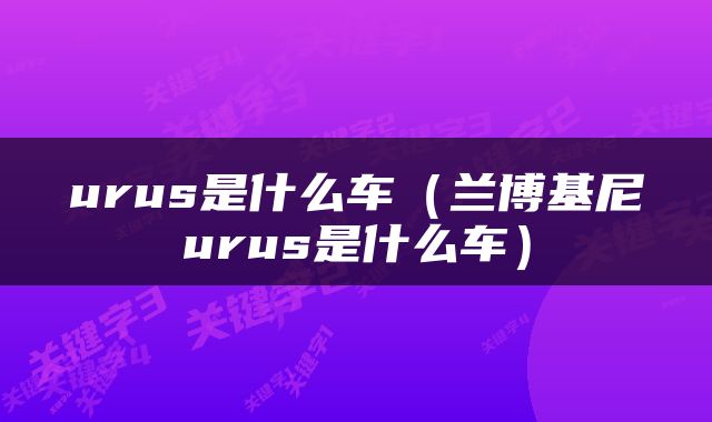 urus是什么车（兰博基尼urus是什么车）