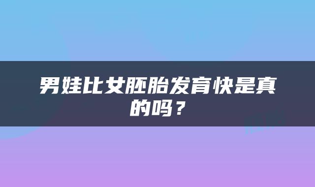 男娃比女胚胎发育快是真的吗？