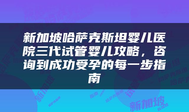 新加坡哈萨克斯坦婴儿医院三代试管婴儿攻略，咨询到成功受孕的每一步指南