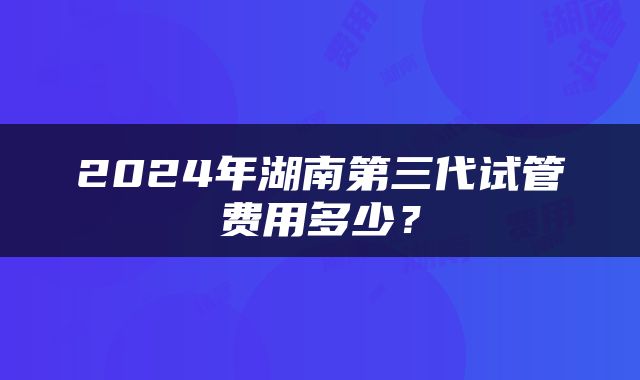 2024年湖南第三代试管费用多少？