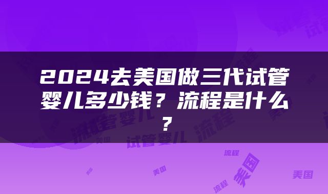 2024去美国做三代试管婴儿多少钱？流程是什么？