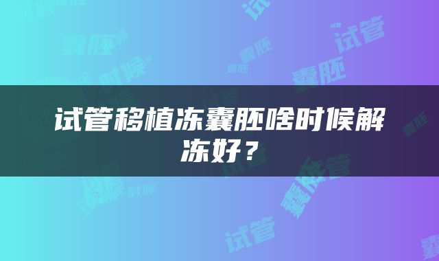 试管移植冻囊胚啥时候解冻好？