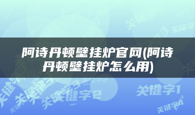 阿诗丹顿壁挂炉官网(阿诗丹顿壁挂炉怎么用)