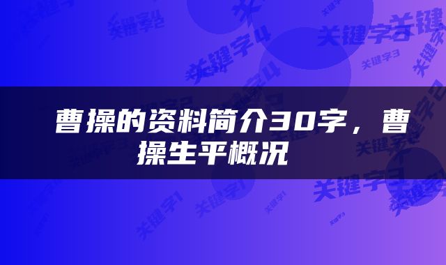  曹操的资料简介30字，曹操生平概况 