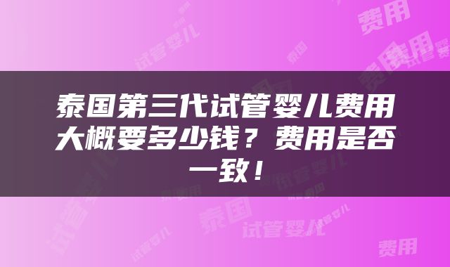 泰国第三代试管婴儿费用大概要多少钱？费用是否一致！