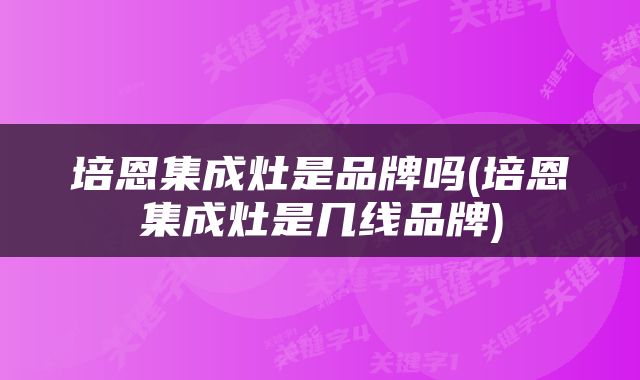 培恩集成灶是品牌吗(培恩集成灶是几线品牌)