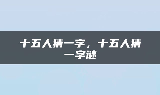 十五人猜一字，十五人猜一字谜
