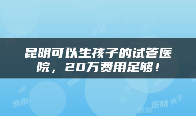 昆明可以生孩子的试管医院，20万费用足够！