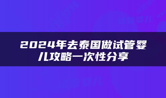 2024年去泰国做试管婴儿攻略一次性分享