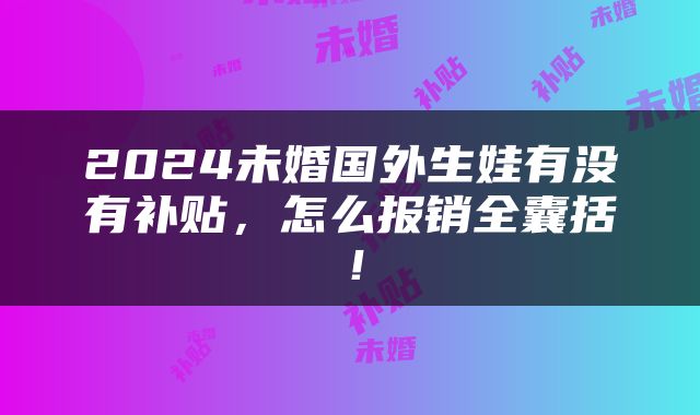 2024未婚国外生娃有没有补贴，怎么报销全囊括！