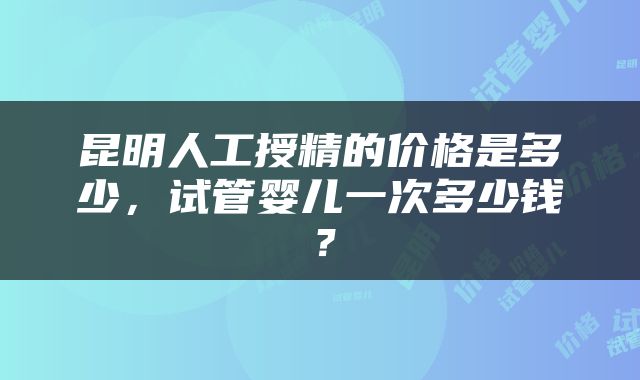 昆明人工授精的价格是多少，试管婴儿一次多少钱？