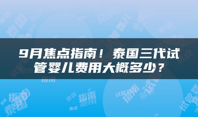 9月焦点指南！泰国三代试管婴儿费用大概多少？