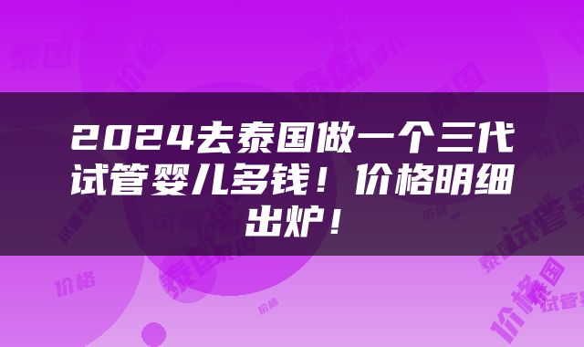 2024去泰国做一个三代试管婴儿多钱！价格明细出炉！