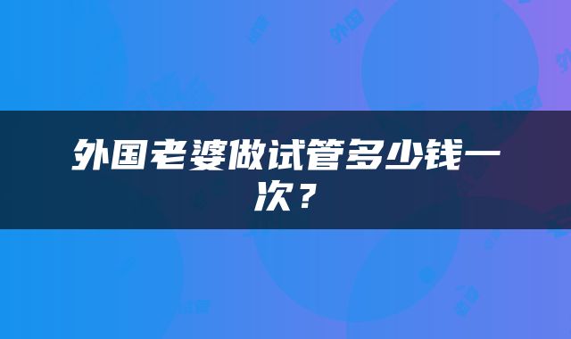 外国老婆做试管多少钱一次？