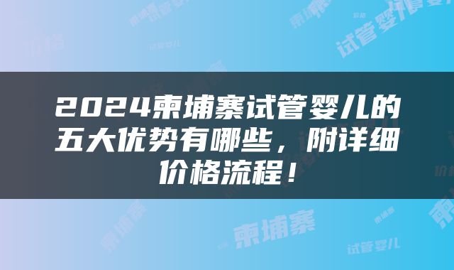 2024柬埔寨试管婴儿的五大优势有哪些，附详细价格流程！