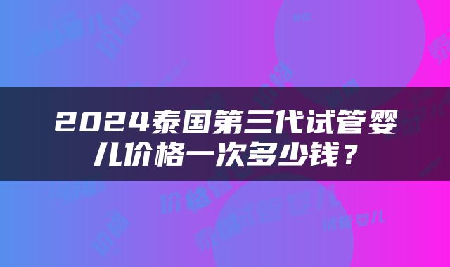 2024泰国第三代试管婴儿价格一次多少钱？