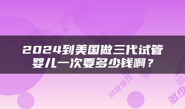 2024到美国做三代试管婴儿一次要多少钱啊？