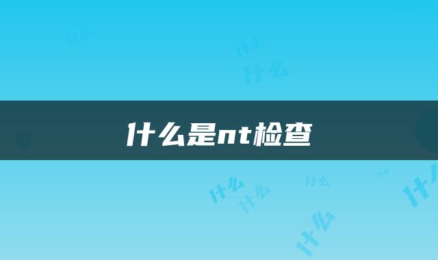 什么是nt检查