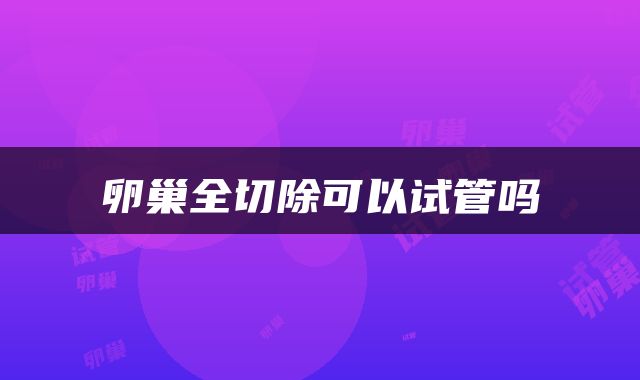 卵巢全切除可以试管吗