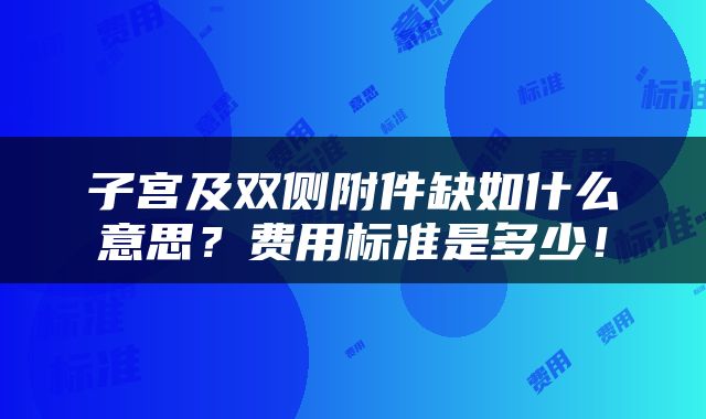 子宫及双侧附件缺如什么意思？费用标准是多少！