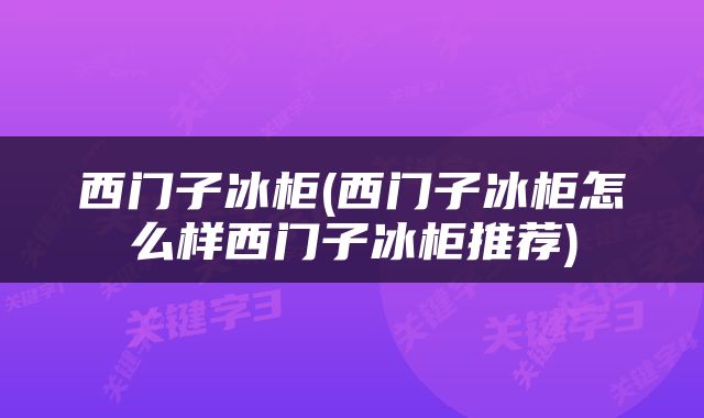 西门子冰柜(西门子冰柜怎么样西门子冰柜推荐)