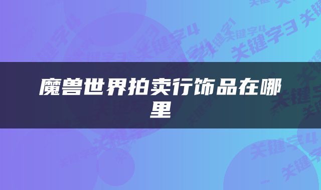 魔兽世界拍卖行饰品在哪里
